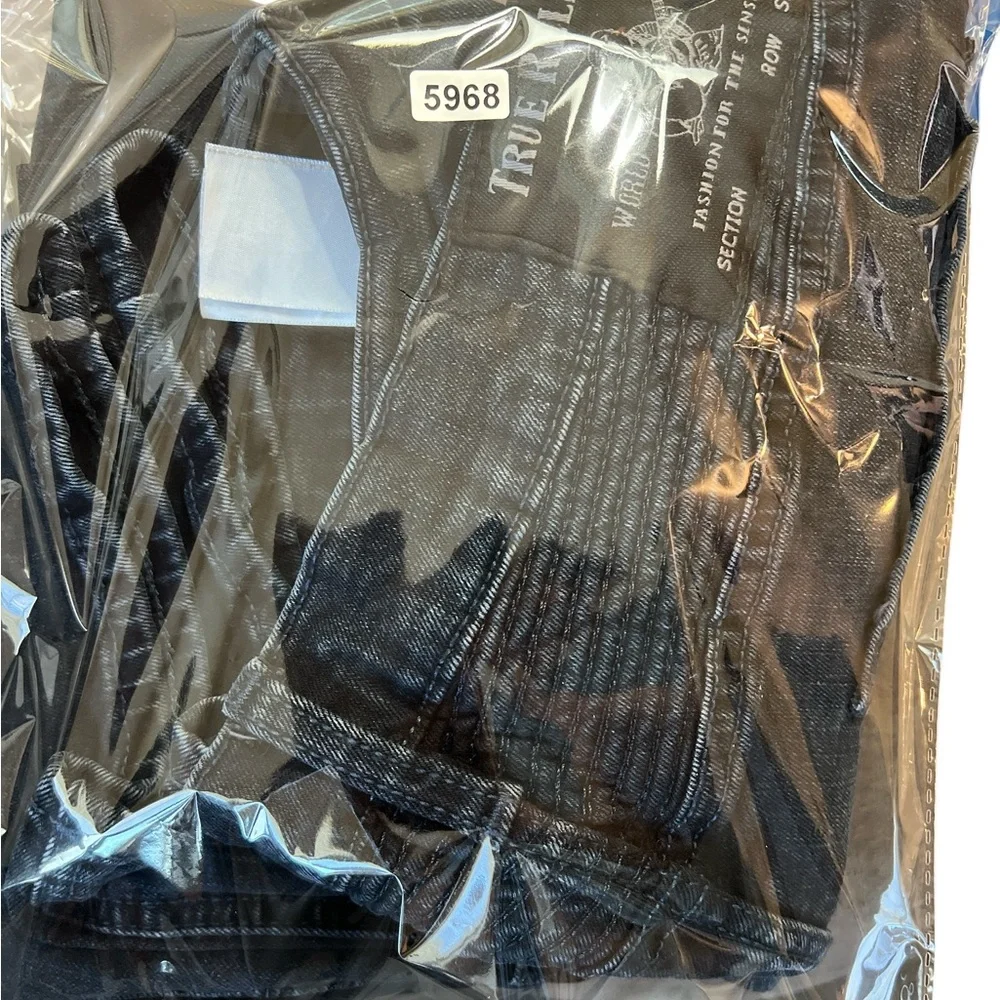 True Religion Rocco Moto Slim Fit Jeans Dark‎ Wash Mens 36x33